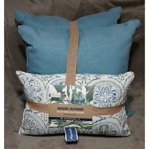 Tommy Bahama Outdoor 3 Pillow Set Blue Medallion Watercolor Patio Easter NWT